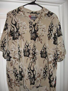 Beige/black Tribal Island Style Casual Shirt